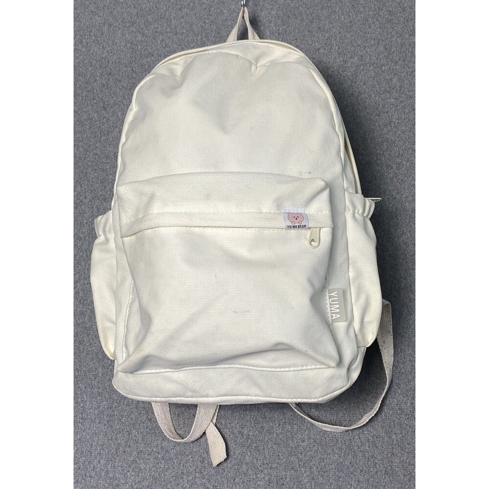 YUMA Bear Ivory Multi-pockets Fabric Backpack 17”x12”x6”